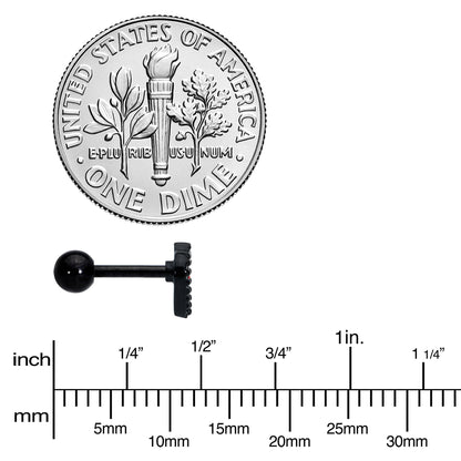 16G 1/4 Red Clear Gem Black Heart Key Cartilage Tragus Earring