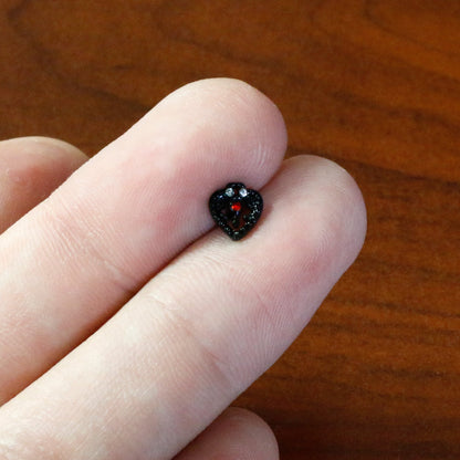 16G 1/4 Red Clear Gem Black Heart Key Cartilage Tragus Earring