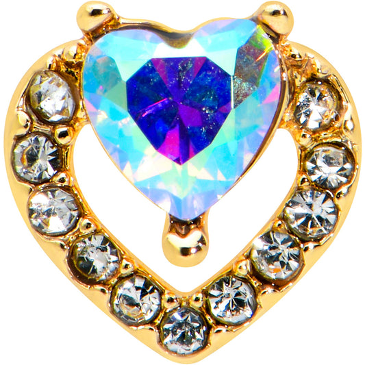 16G 5/16 Aurora Clear Gem Rococo Heart Labret Monroe Tragus