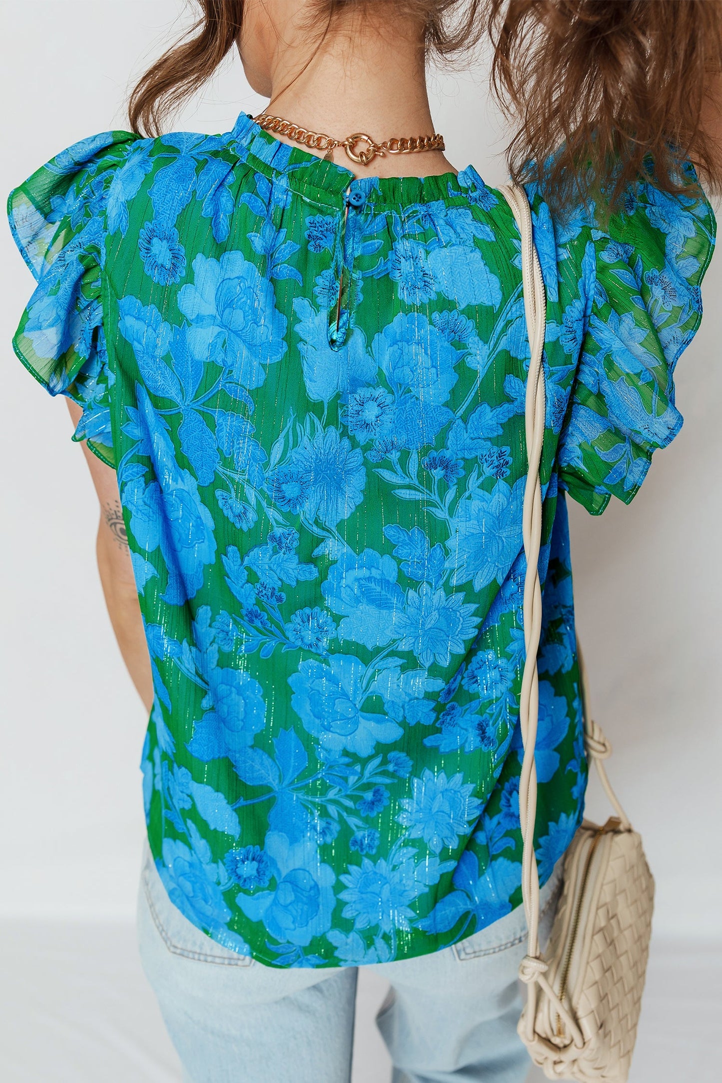 Floral Ruffled Sleeve Summer Blouse