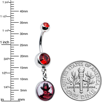 Licensed Nightmare On Elm Street Red Gem Freddy Dangle Belly Ring