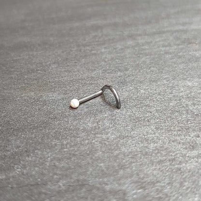 18G 1/4 White Synth Opal G23 Titanium Threadless Left Nose Screw