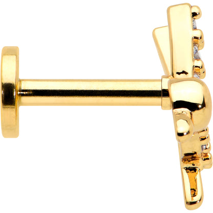 16G 1/4 Clear CZ Gem Gold Tone Interal Thread Hummingbird Labret