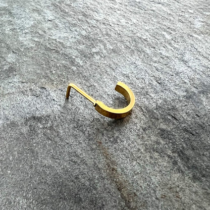 20G 1/4 Gold Tone Simply Smooth Faux Hoop L Shape Nose Ring