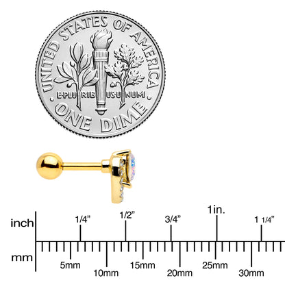 16G 1/4 Aurora Gem Gold Tone Rococo Heart Cartilage Tragus Earring