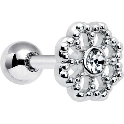 16G 1/4 Clear Gem Baroque Fabulous Flower Cartilage Tragus Earring