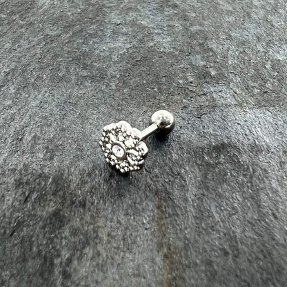 16G 1/4 Clear Gem Baroque Fabulous Flower Cartilage Tragus Earring