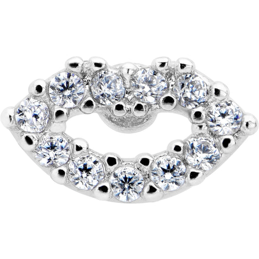 16G 5/16 Clear CZ Gem Kissy Lips Threadless Labret Monroe Tragus