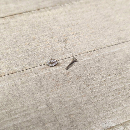 16G 5/16 Clear CZ Gem Kissy Lips Threadless Labret Monroe Tragus