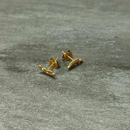 20G Gold Tone ASTM F-136 Implant Grade Titanium Fashion Feather Stud Earrings
