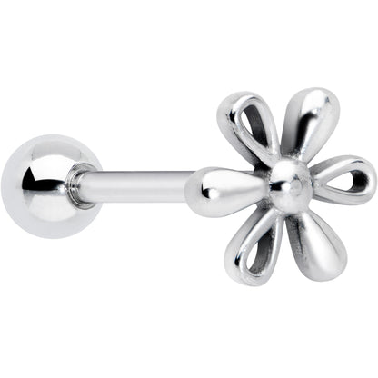 316L Surgical Steel Loopy Hippie Flower End Barbell Tongue Ring