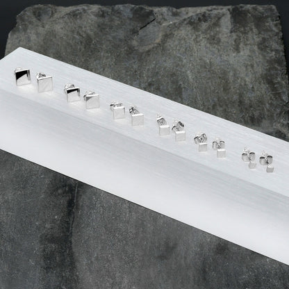 3mm-8mm Square Stud 316L Stainless Steel Earrings 6 Pack