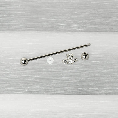 14G Clear Gem Bee Beautiful Insect Industrial Barbell 38mm