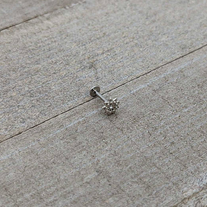 16G 5/16 Clear Gem Starry Flower Labret Monroe Tragus