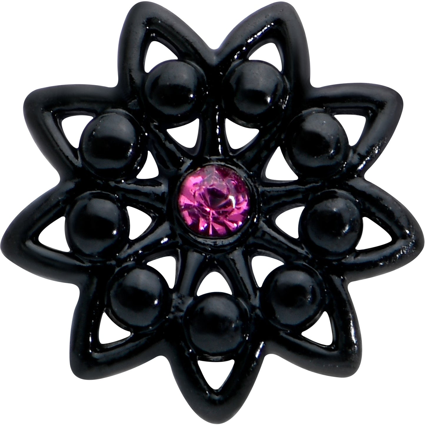 16G 5/16 Pink Gem Black Midnight Flower Labret Monroe Tragus