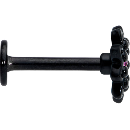 16G 5/16 Pink Gem Black Midnight Flower Labret Monroe Tragus