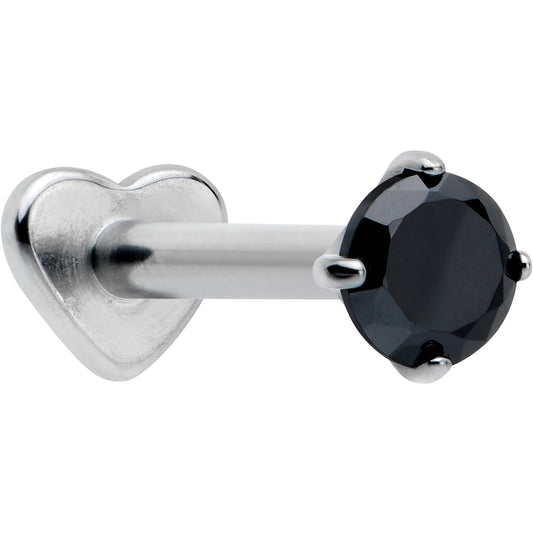 16G 5/16 Black CZ ASTM F-136 Implant Grade Titanium Threadless Heart End Labret