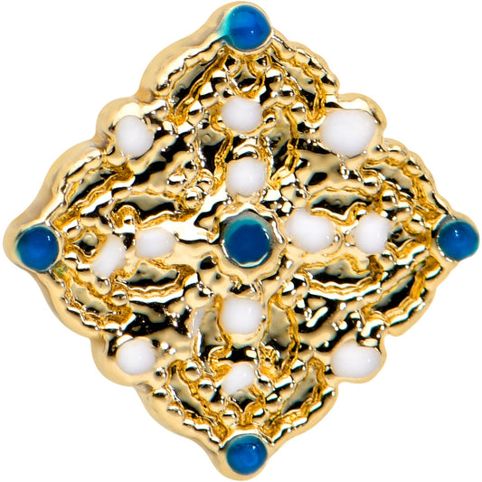 20G 1/4 Gold Tone Lacy Rhombus L Shape Nose Ring