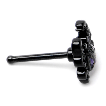 20G 1/4 Purple Gem Black Chic Crab Nose Bone