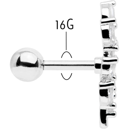 16G 1/4 Clear CZ Gem Flower And Vine Cartilage Tragus Earring
