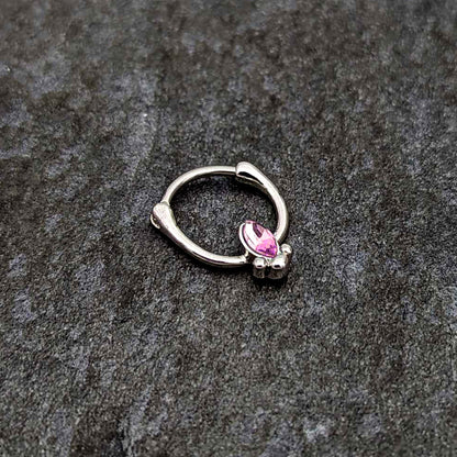 16G 5/16 Pink Gem Deco Oval Cartilage Clicker
