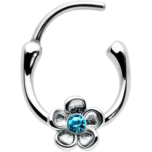 16G 5/16 Blue Gem Sweetheart Flower Cartilage Clicker