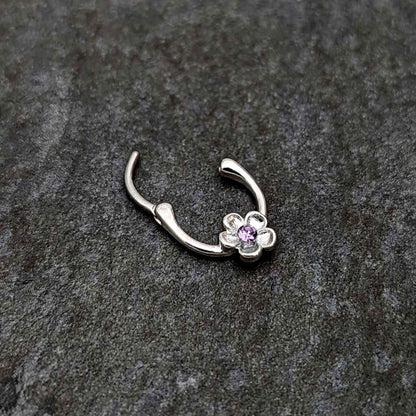 16G 5/16 Purple Gem Sweetheart Flower Cartilage Clicker
