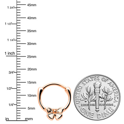 16G 5/16 Rose Gold Tone Simple Textured Butterfly Cartilage Clicker