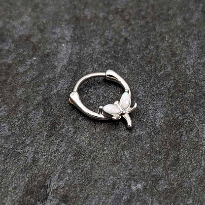 16G 5/16 White Faux Opal Simple Style Dragonfly Cartilage Clicker