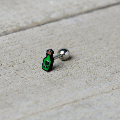 16G 1/4 Poison Green Bottle Glow in the Dark Cartilage Earring
