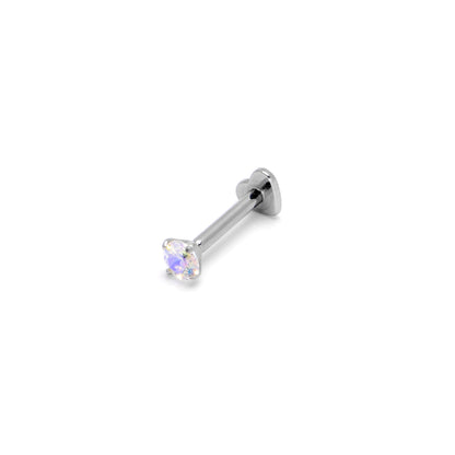 16G 5/16 Aurora CZ Gem ASTM F-136 Implant Grade Titanium Heart End Labret Tragus