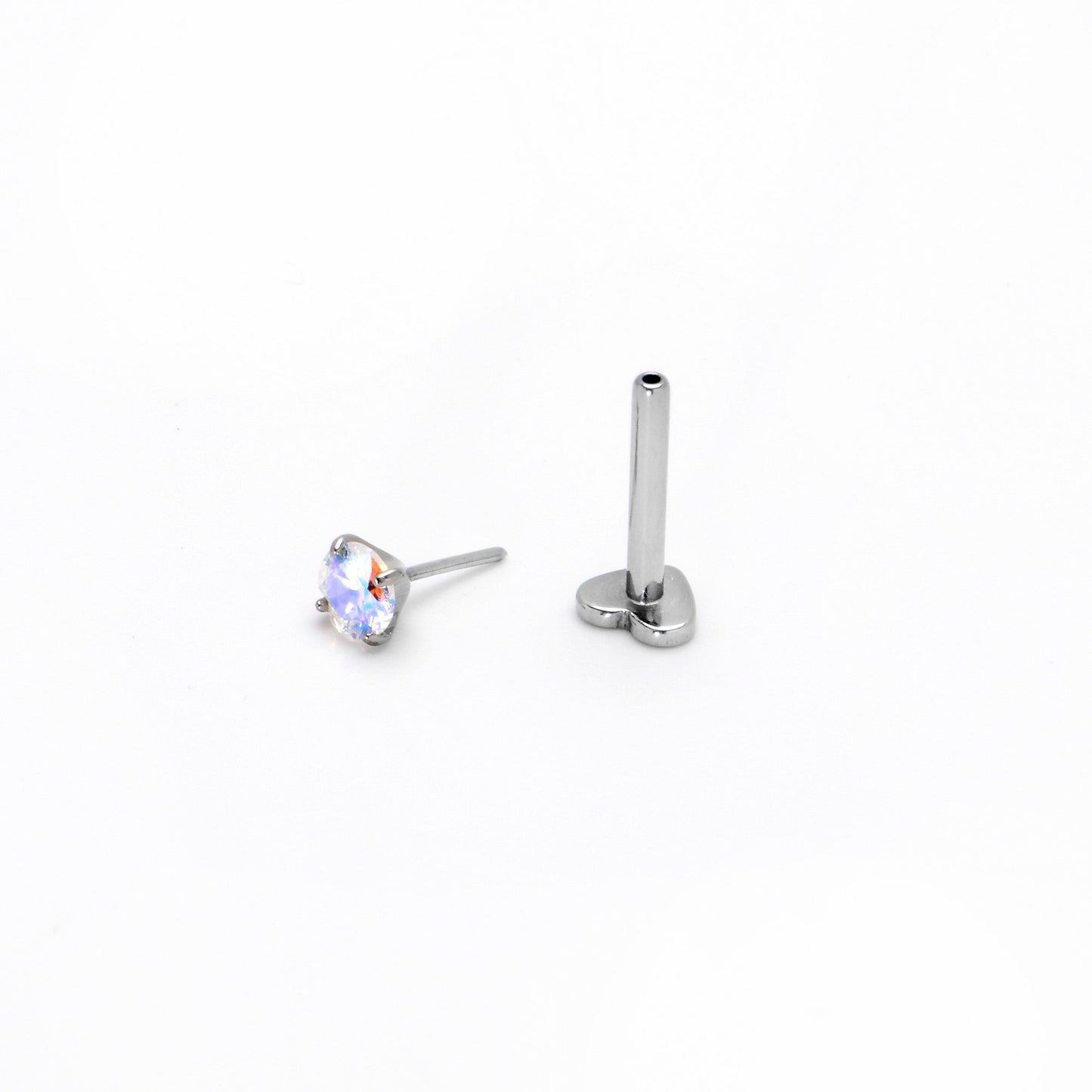 16G 5/16 Aurora CZ Gem ASTM F-136 Implant Grade Titanium Heart End Labret Tragus