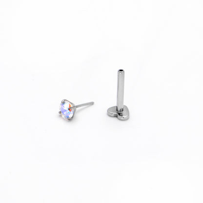 16G 5/16 Aurora CZ Gem ASTM F-136 Implant Grade Titanium Heart End Labret Tragus