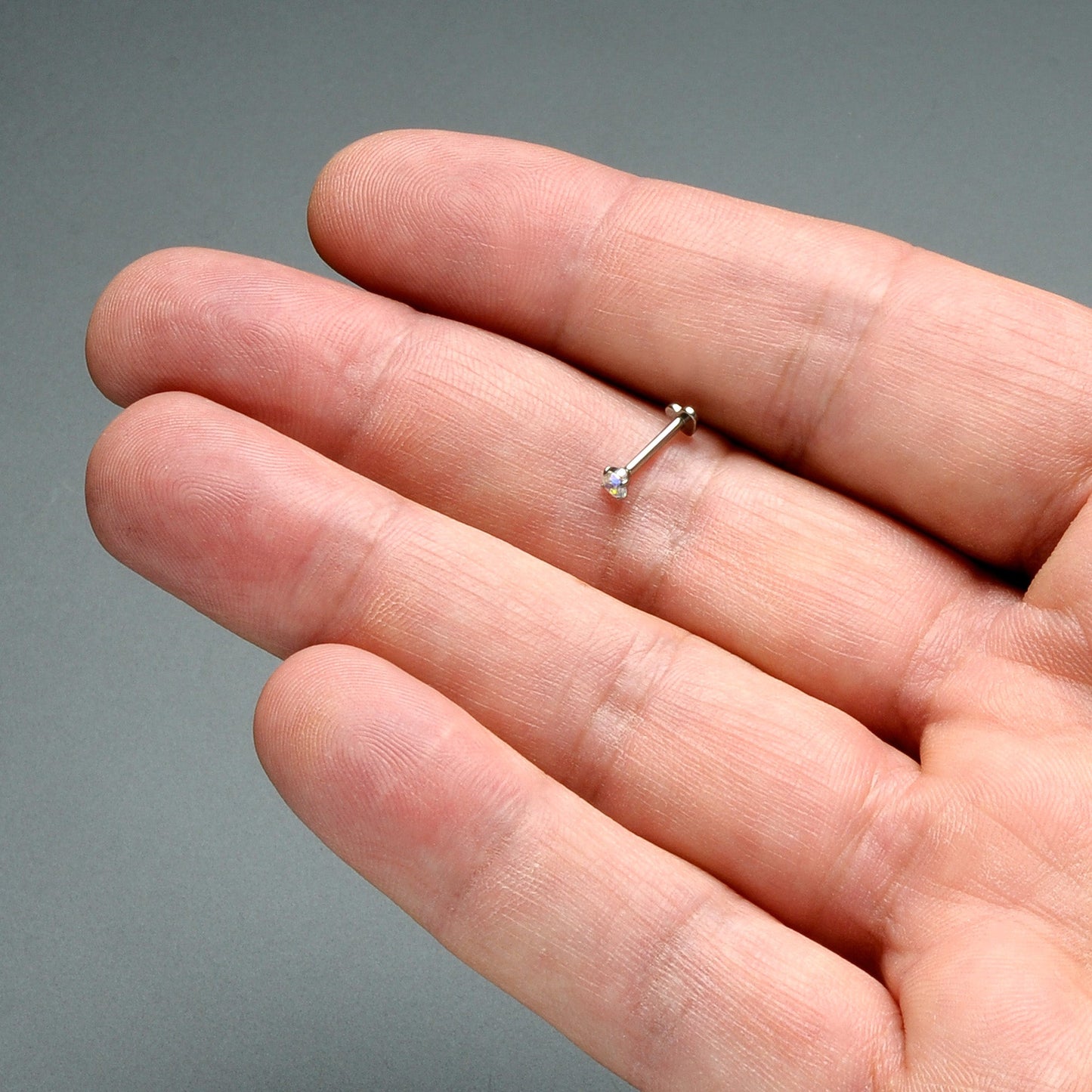 16G 5/16 Aurora CZ Gem ASTM F-136 Implant Grade Titanium Heart End Labret Tragus