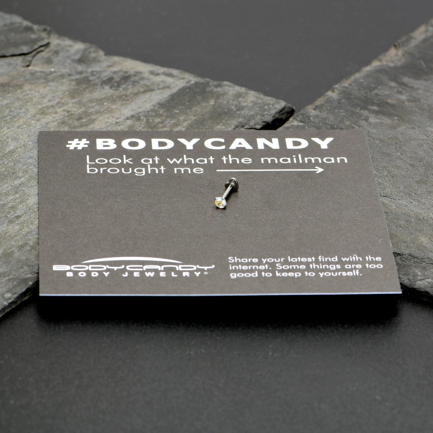 16G 5/16 Aurora CZ Gem ASTM F-136 Implant Grade Titanium Heart End Labret Tragus