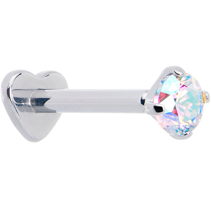 16G 5/16 Aurora CZ Gem ASTM F-136 Implant Grade Titanium Heart End Labret Tragus