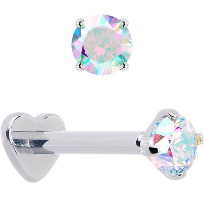 16G 5/16 Aurora CZ Gem ASTM F-136 Implant Grade Titanium Heart End Labret Tragus