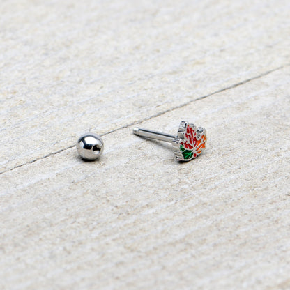 16G 5/16 Autumn Tricolor Maple Leaf Cartilage Tragus Earring