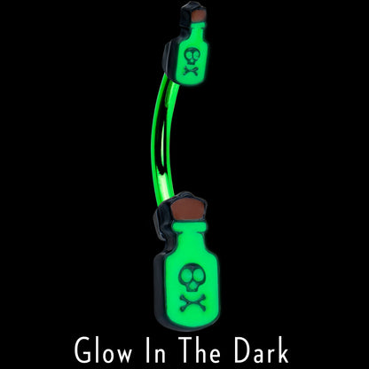 Green Poison Bottle Glow in the Dark Halloween Double Mount Belly Ring