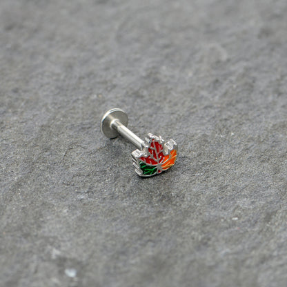 16G 5/16 Autumn Tricolor Red Maple Leaf Labret Monroe Tragus