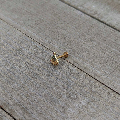 16G 5/16 Red Gem Gold Tone Deco Holiday Tree Labret Monroe Tragus