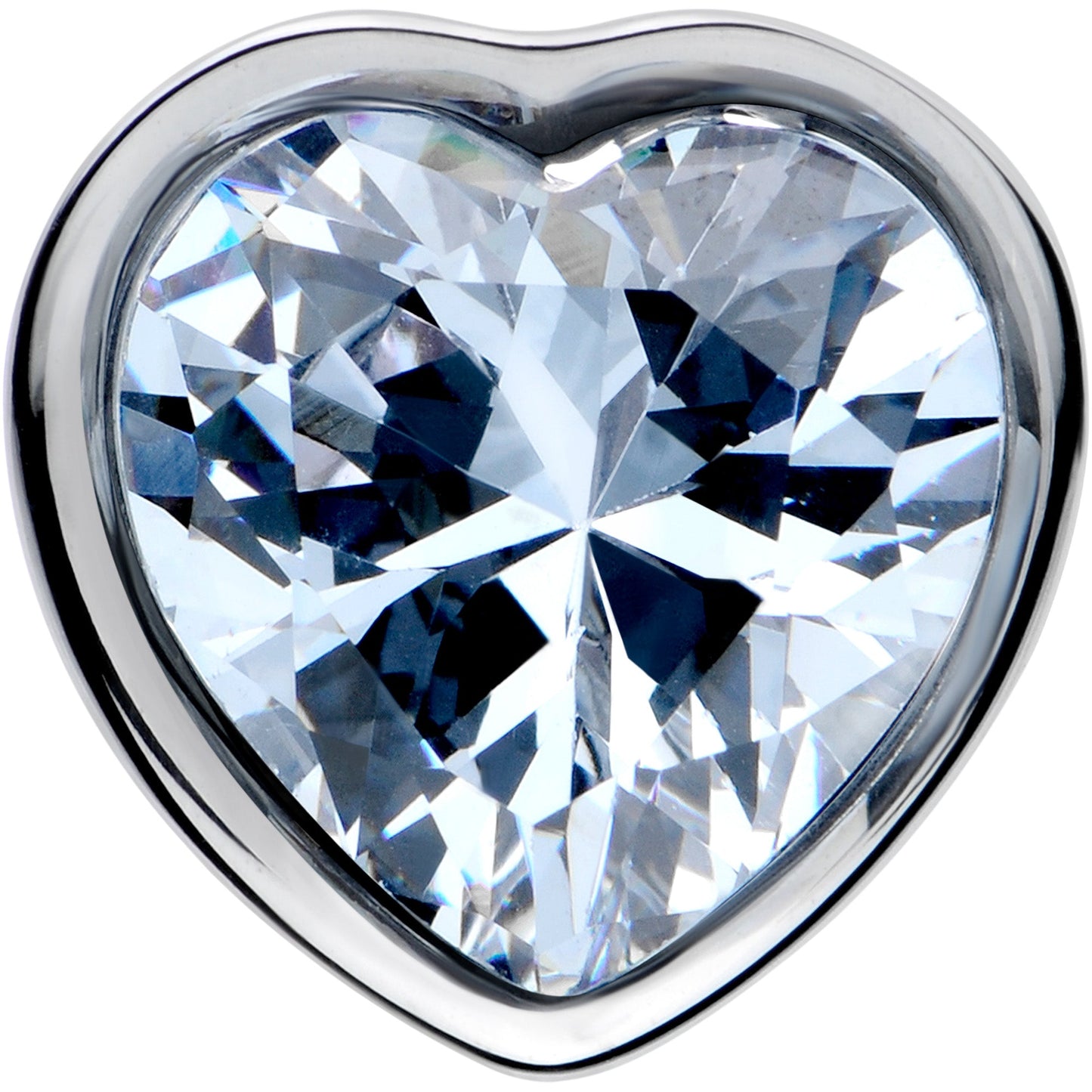 Stainless Steel CZ Gem Heart In Heart Double Flare Plug Set 8mm to 16mm