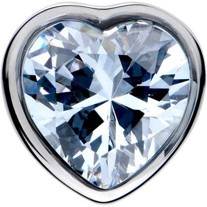 Stainless Steel CZ Gem Heart In Heart Double Flare Plug Set 8mm to 16mm