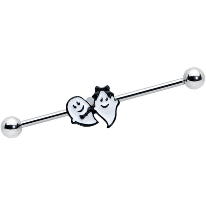 14G Black Tie Ghosts Glow in Dark Industrial Barbell 38mm Set of 3