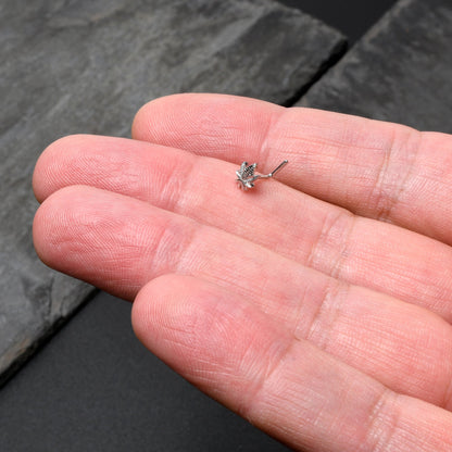 20G 1/4 Texture Pot Leaf L Shape Nose Ring