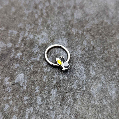 16G 3/8 Champagne Bottle Flute Yellow Hinged Segment Ring