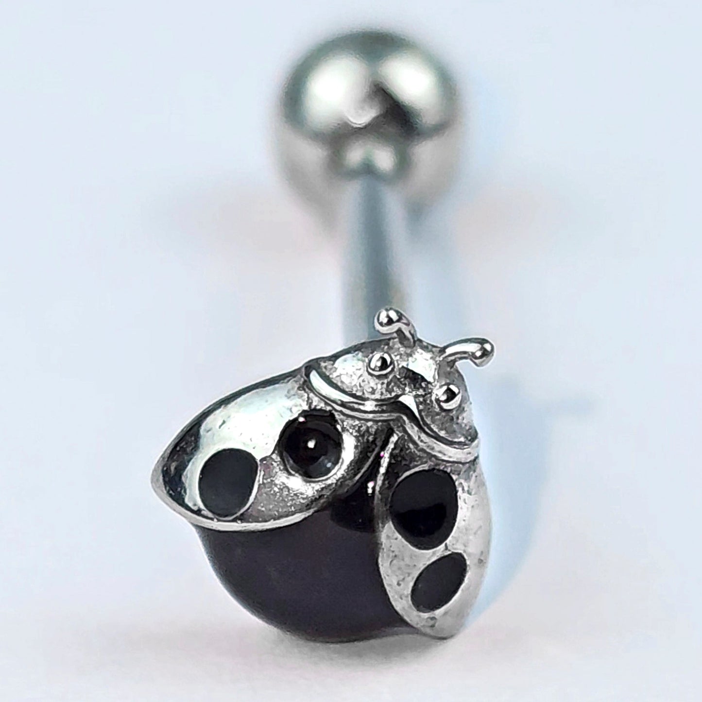 Black Body Ladybug Barbell Tongue Ring