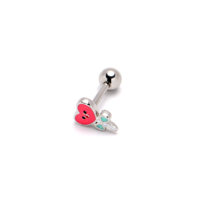 16G 1/4 Sweet Happy Heart Lollipop Cartilage Tragus Earring
