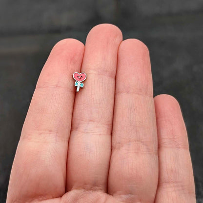 16G 1/4 Sweet Happy Heart Lollipop Cartilage Tragus Earring