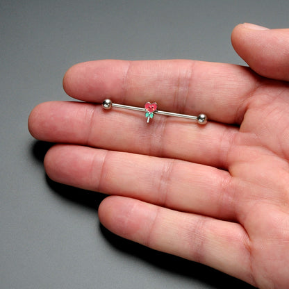 14G Sweet Happy Heart Lollipop Industrial Barbell 38mm